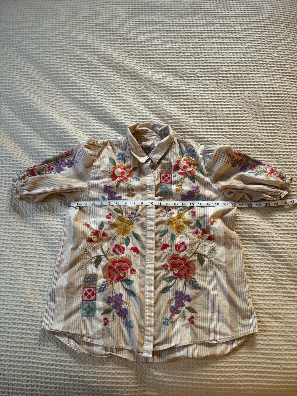 Johnny Was Petunia Smocked Lisbon Shirt - Picture 10 of 11